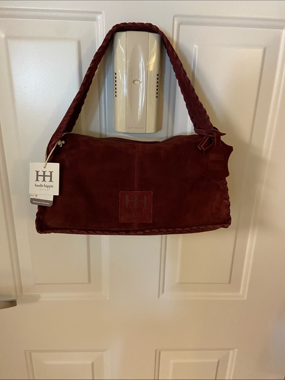 Haute Hippie Wine Suede Braided-Handle Shoulder Bag - Picture 2 of 11